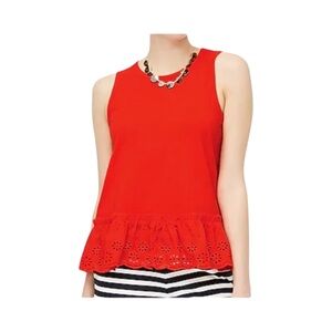J Crew Factory Womens Eyelet Hem Tank Top In Red Orange Size S New With Tags